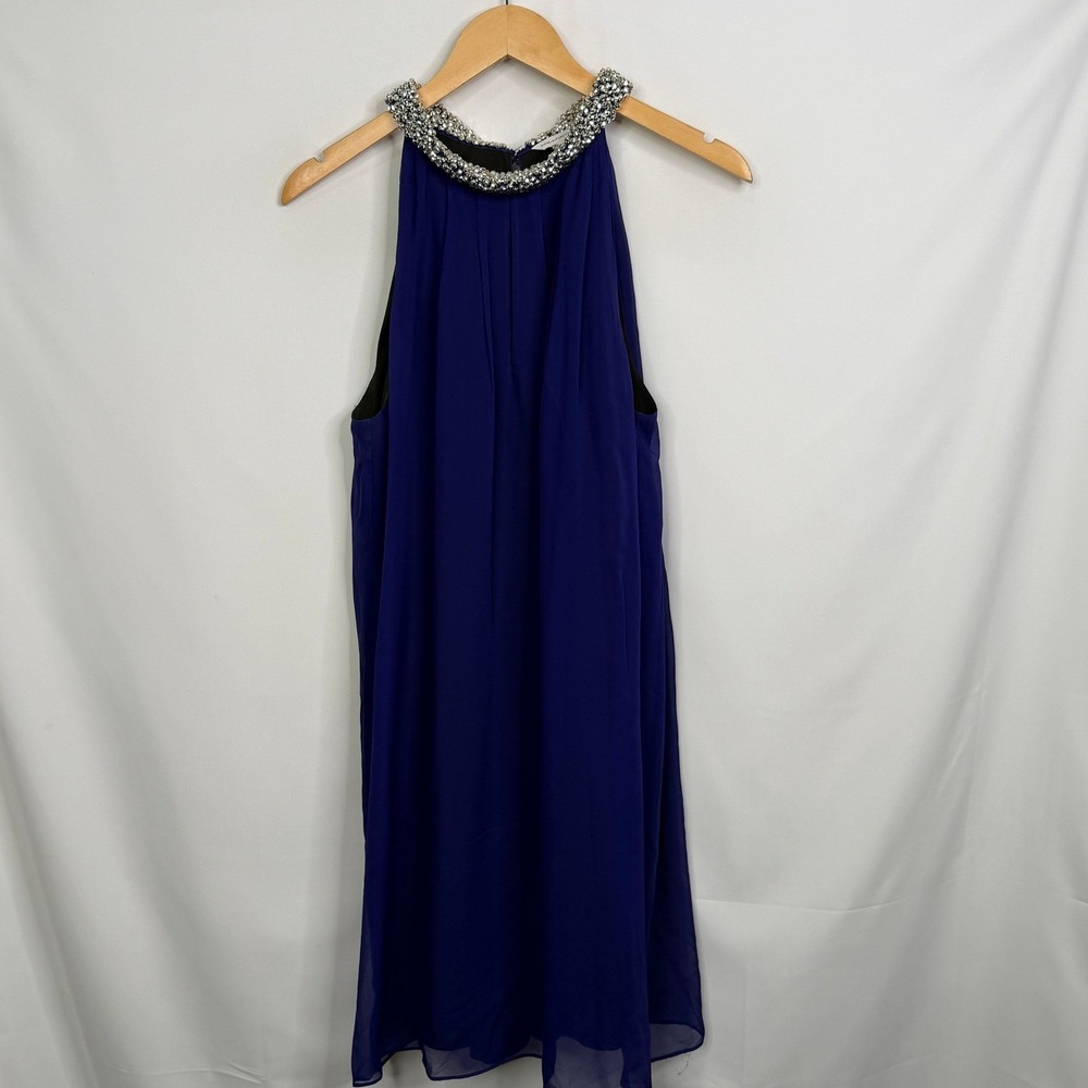 Diane von Furstenberg DVF Lainey Embellished Silk Halter Dress Royal Blue - Picture 3 of 11